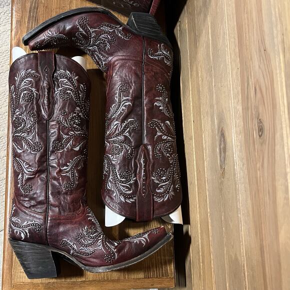 Luchesse Red Oklahoma Angelina Women’s Western Boots Size 7B Embroidered Bling - Picture 7 of 16